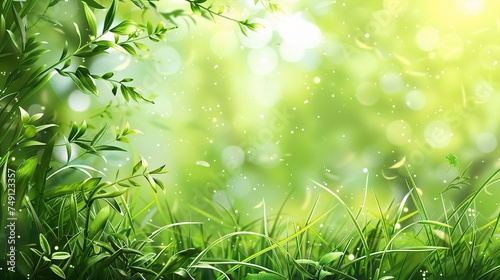 art abstract spring background or summer background with fresh grass.