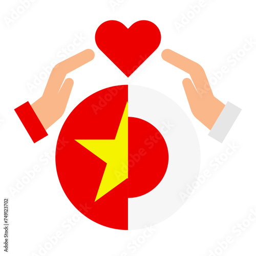 Friendship between Vietnam and Japan. International Marriage between Vietnam and Japan. Vector.