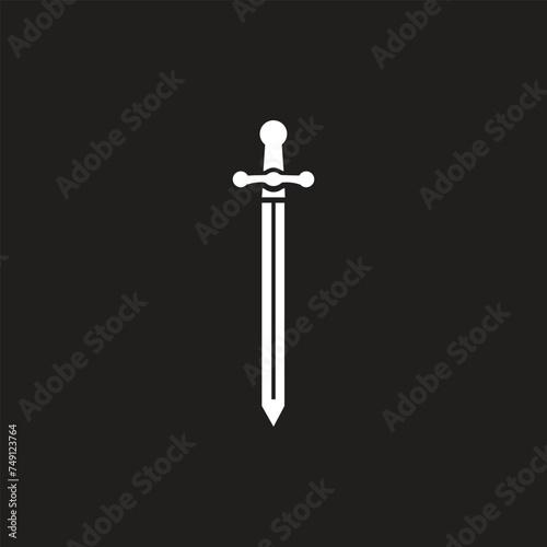 Swords in flat style and silhouettes isolated on white background. Icon set of ancient swords. Vector illustration. Medieval swords. Japanese sword katana.