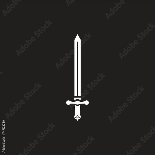 Swords in flat style and silhouettes isolated on white background. Icon set of ancient swords. Vector illustration. Medieval swords. Japanese sword katana.