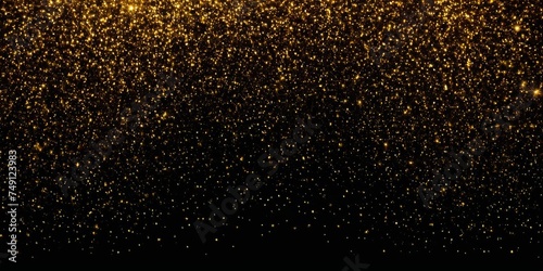 Shiny gloss gold texture background material with copy space galactic star dust in black space