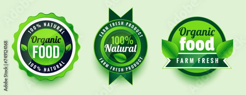 pack of pure and organic product green badge or sticker design