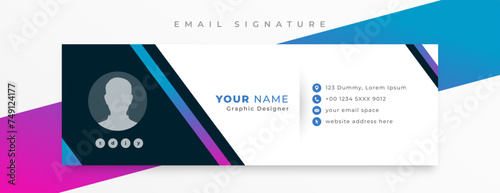 modern email signature card template with social media profile