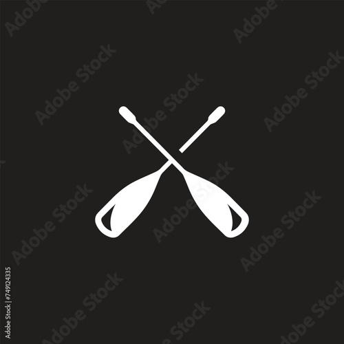 Crossed oars isolated on a white background. Square shaped canoe paddles in flat style, vector illustration.