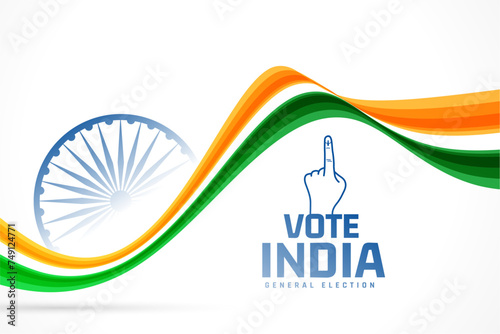indian voters' day banner with wavy tricolor flag and ashoka chakra