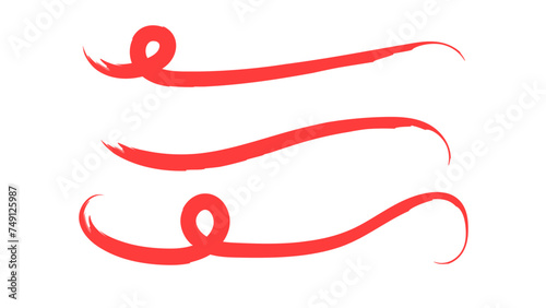 Brush strokes, red ink lines, vector abstract set with paint brush grunge texture on transparent background. Paintbrush strokes and ink smear stains. doodle underlines. vector illustration