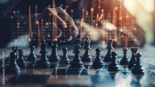 Wallpaper Mural Chess Queen Move with Business Strategy Graphs, Strategic Planning Visual Torontodigital.ca