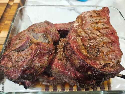 Cuadro en lienzo twenty five day aged prime rib eye Steak smoked and seared with salt pepper garl
