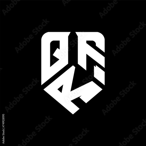 QRF letter logo design on black background. QRF creative initials letter logo concept. QRF letter design.
 photo