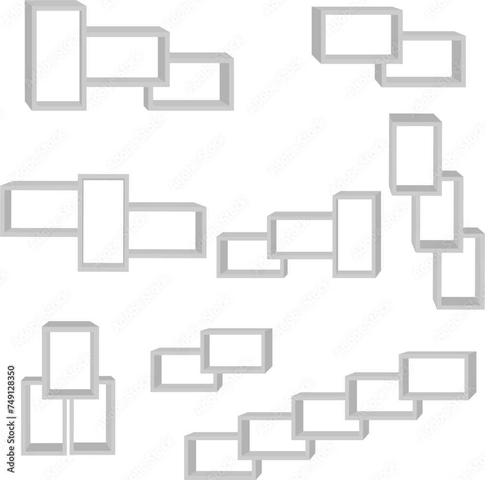3d White Floating shelves on a white wall background 3d White Floating shelves on a white wall background