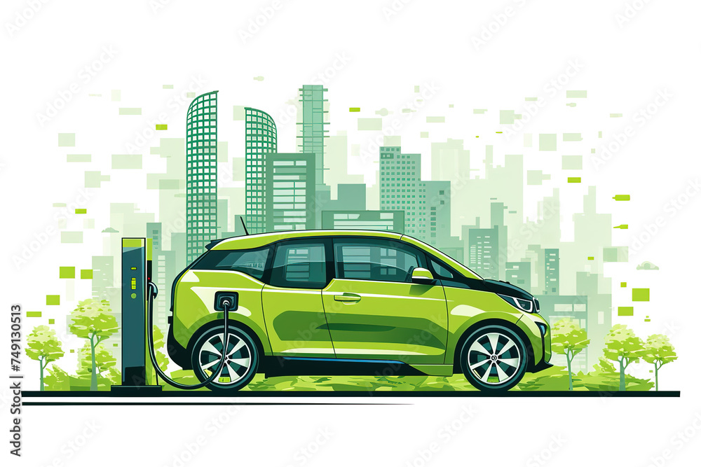 Illustration of charging new energy electric vehicles in the urban context