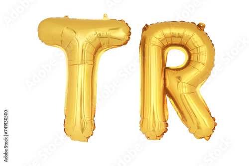 Gold Letters TR on isolated background