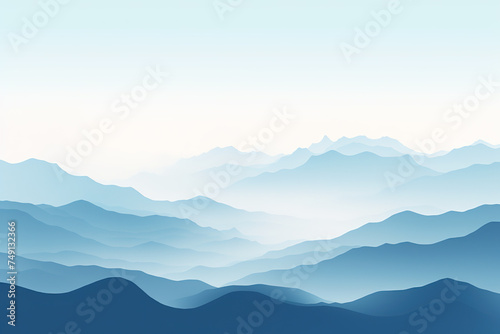 Chinese painting with a minimalist blue style and a thousand miles of rivers and mountains © Govan