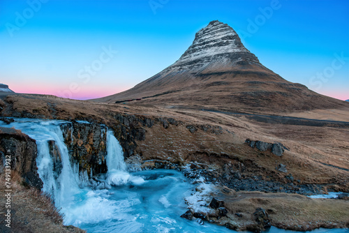  Kirkjufell Mountain (The Hat Mountain) and Kirkjufellsfoss Falls, Iceland