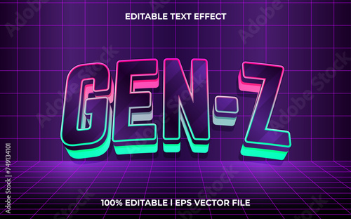 3d gen Z logo style editable vector text effect