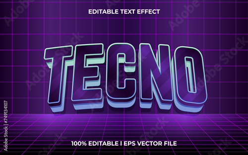 3d techno logo style editable vector text effect