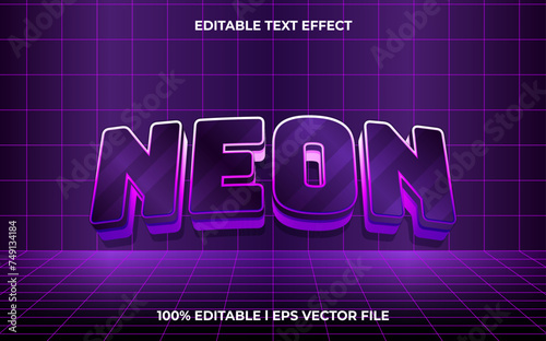 3d neon logo style editable vector text effect