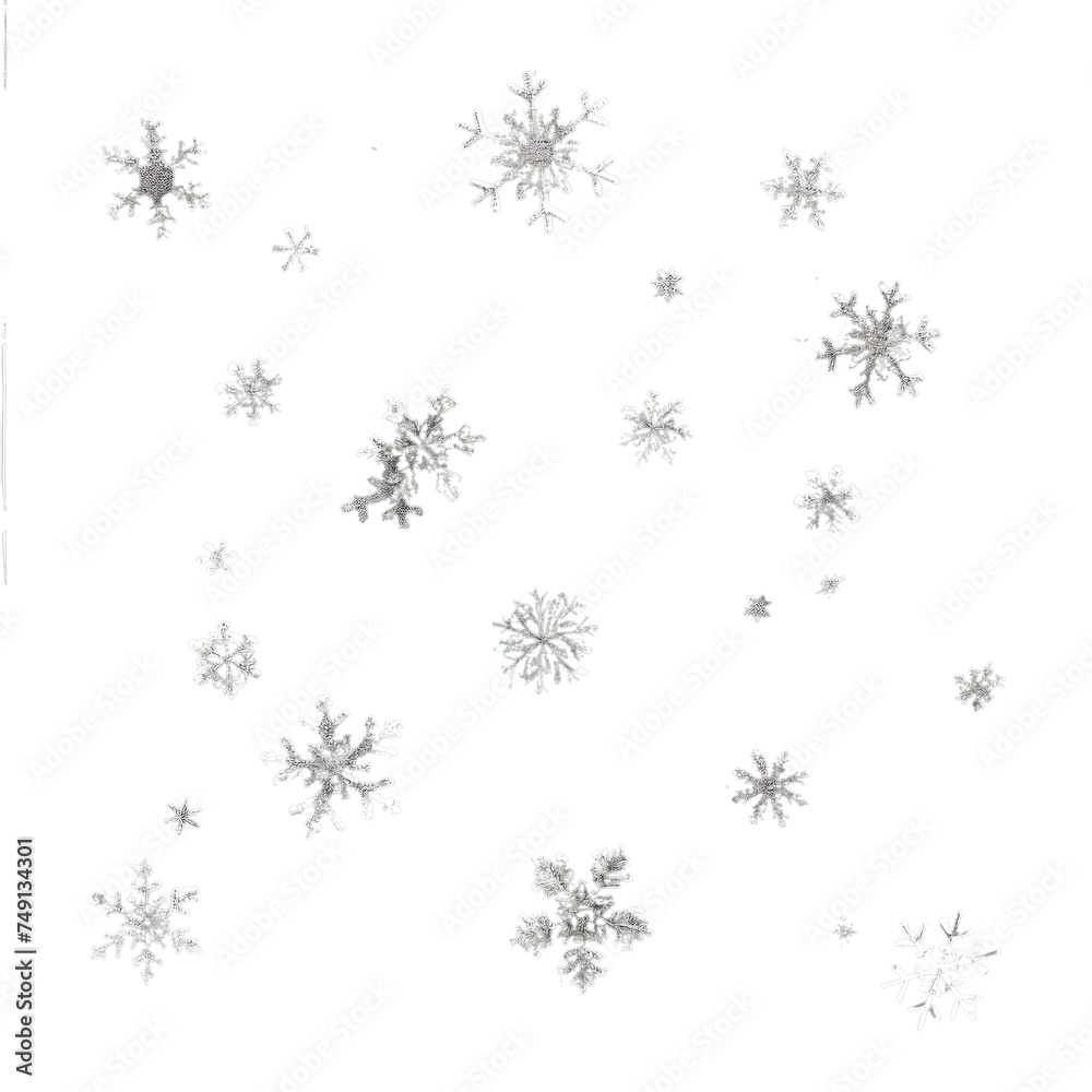 Sparkling Snowflakes Drifting in the Night Sky, Isolated on Transparent Background, Generative AI Sparkling Snowflakes Drifting in the Night Sky, Isolated on Transparent Background, Generative AI