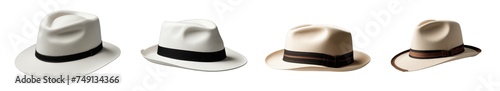 set of white hats isolated on transparent background photo