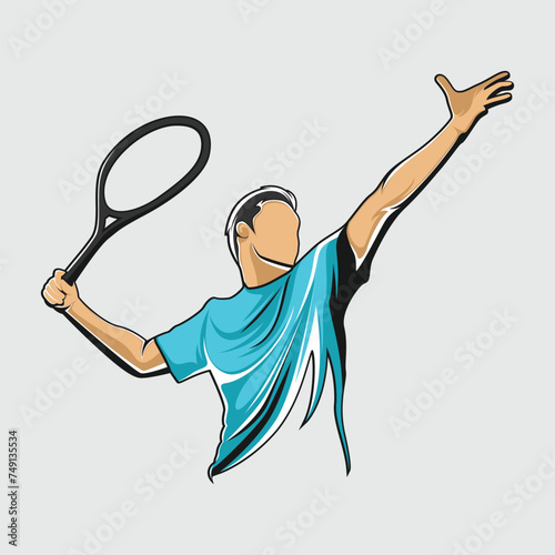 Tennis Player Athlete Bright Stylized Vector