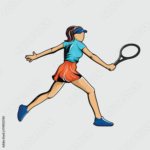 Tennis Player Athlete Bright Stylized Vector