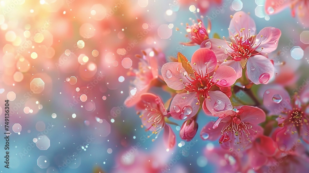 Cherry blossoms over blurred nature background/ Spring flowers.