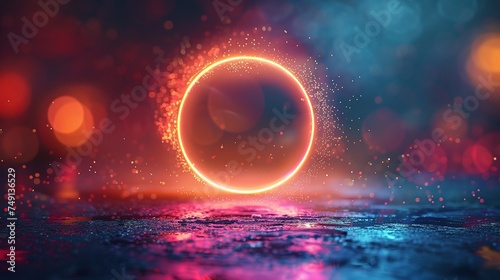 circle round light background with lens flare effect concept