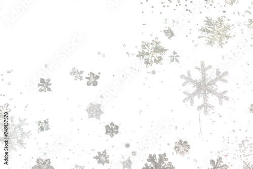 Snowflakes and Icy Particles in a Cosmic Dance, Isolated on Transparent Background, Generative AI