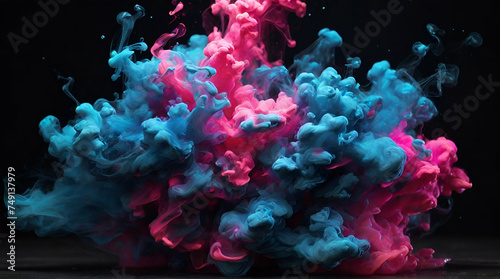 color explosion fluorescent background paint in water vibrant smoke cloud texture glowing blue and purple. generative.ai © ARSHAD