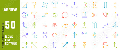 Arrows set of 50 icons. Arrow icon. Arrow vector collection. Arrow. Cursor. Modern simple arrows. Vector illustration