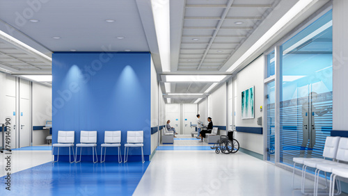 Blue modern clinic interior
