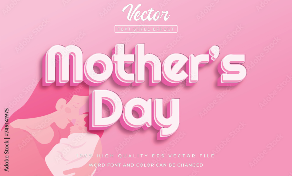 vector mothers day text style effect