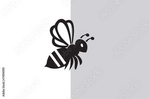 bee vector logo simple black and white background