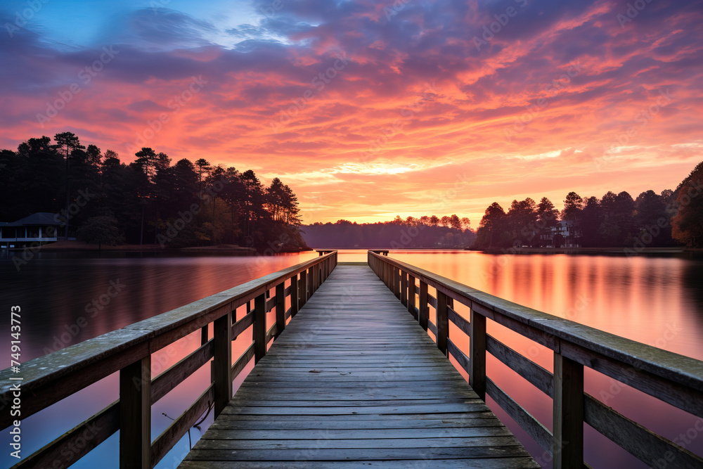 Fototapeta premium sunset on the lake.