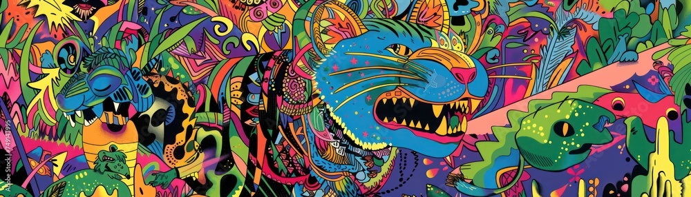 Psychedelic Colorful Animal Pop Art Painting Psychedelic Colorful Animal Pop Art Painting