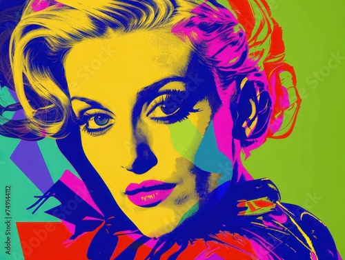 Vibrant Pop Art Woman s Face Close-Up