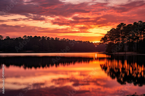 sunset on the lake.