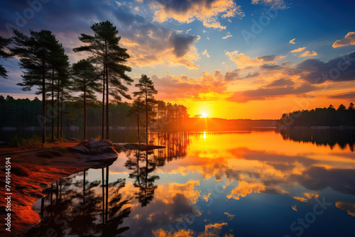 sunset on the lake.