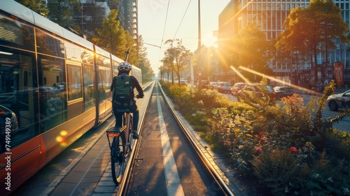 Visualize sustainable transport solutions for urban living, where eco-friendly mobility enhances lifestyle and community photo