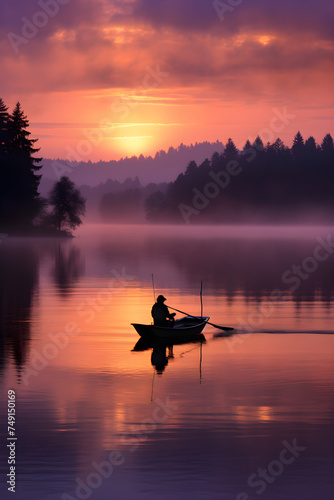 Serene Dawn Fishing: An Angler Relishing Tranquility amidst Nature's Splendor © Mike