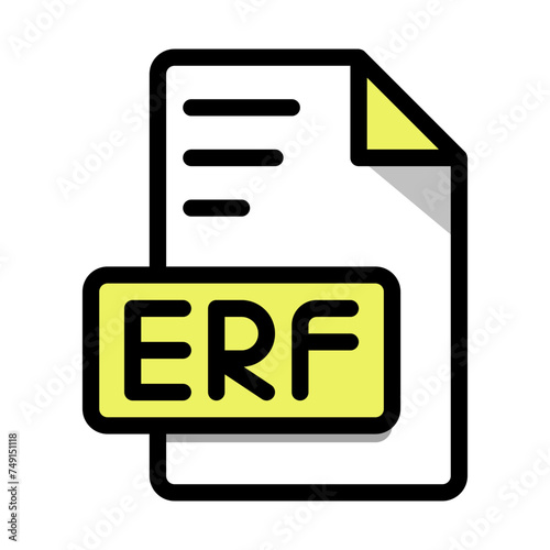 ERF File Format Icon. Vector. Black Outline With Shadow Fill Design.