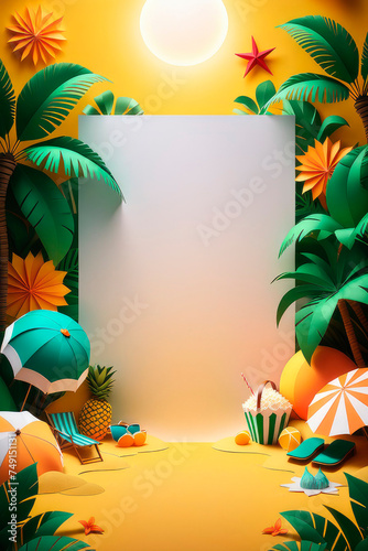 Paper style summer party design summer beach party template.