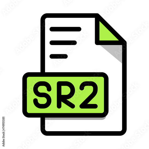 Sr2 File Format Icon. type file Editable Bold Outline With Color Fill Design icon. Vector Illustration.