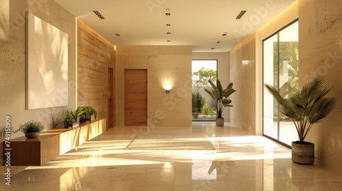 Visualize a minimalist entryway  where each item is carefully chosen to welcome with simplicity and elegance