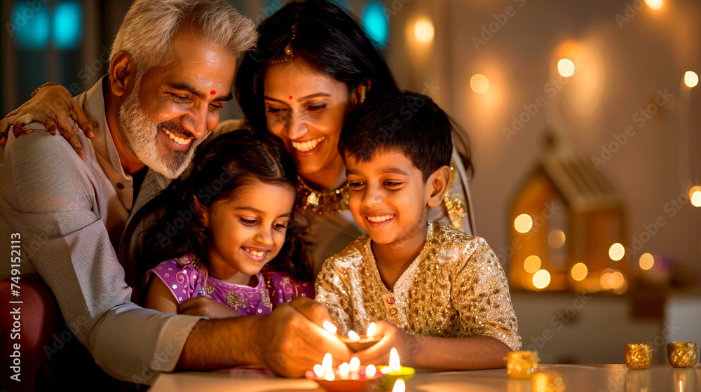 Indian Family Celebrates Diwali Indian Family Celebrates Diwali