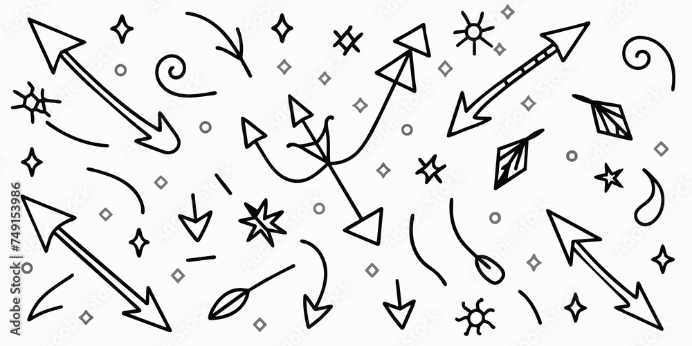 Set of black hand drawn arrows isolated on white. Vector illustration. Arrows, arrow set
Set of black hand drawn arrows isolated on white. Vector illustration. Arrows, arrow set