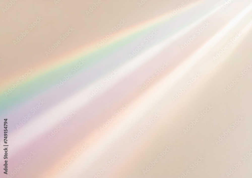 ベージュの背景に虹色の光