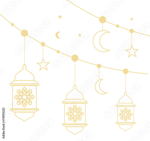 Ramadan lantern luxury lamp transparent background for islamic festival, eid al fitr, and isra miraj un nabi