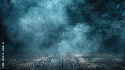 Fog In Darkness - Smoke And Mist On Wooden Table 