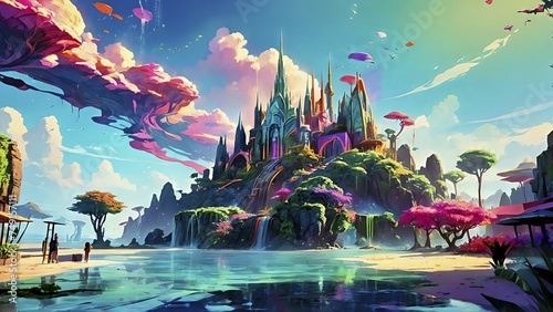 Fantasy Art, Magical Cityscape, Kingdom, Majestic, Futuristic Cityscape, Enchanted Kingdomm © JohnMari